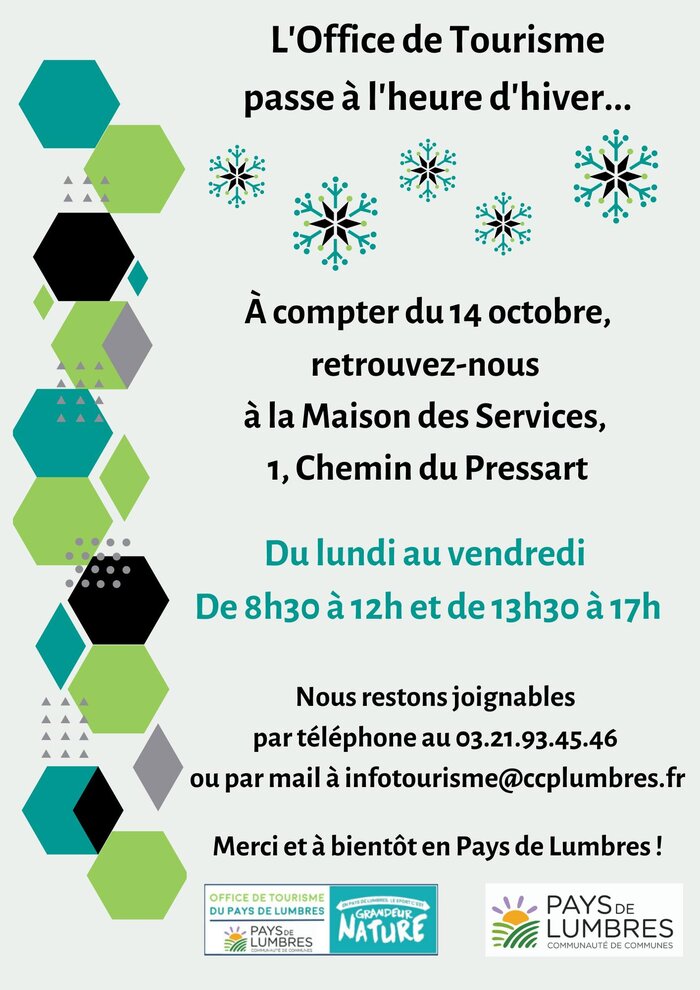 Nouveaux horaires à partir du 14 octobre 2024